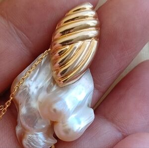 10k Big Size Pearl Pendant Freshwater Necklace